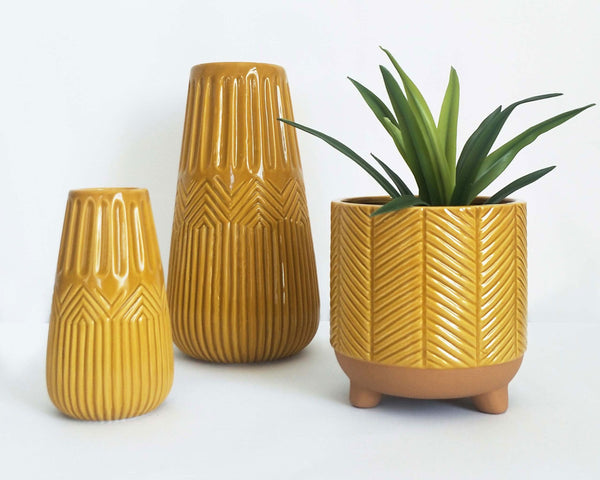 Mustard Zari Vase