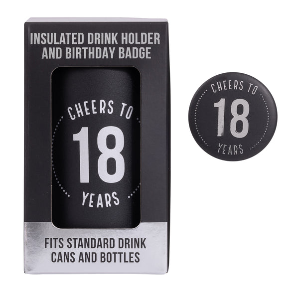 18th Birthday Insulated Drink Cooler & Badge Set