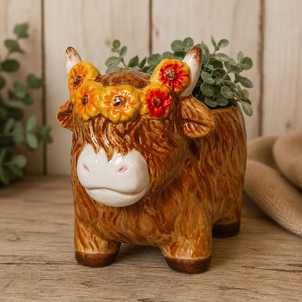 Highland Sunflower Cow Pot