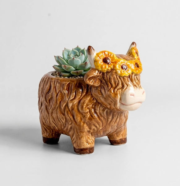 Highland Sunflower Cow Pot