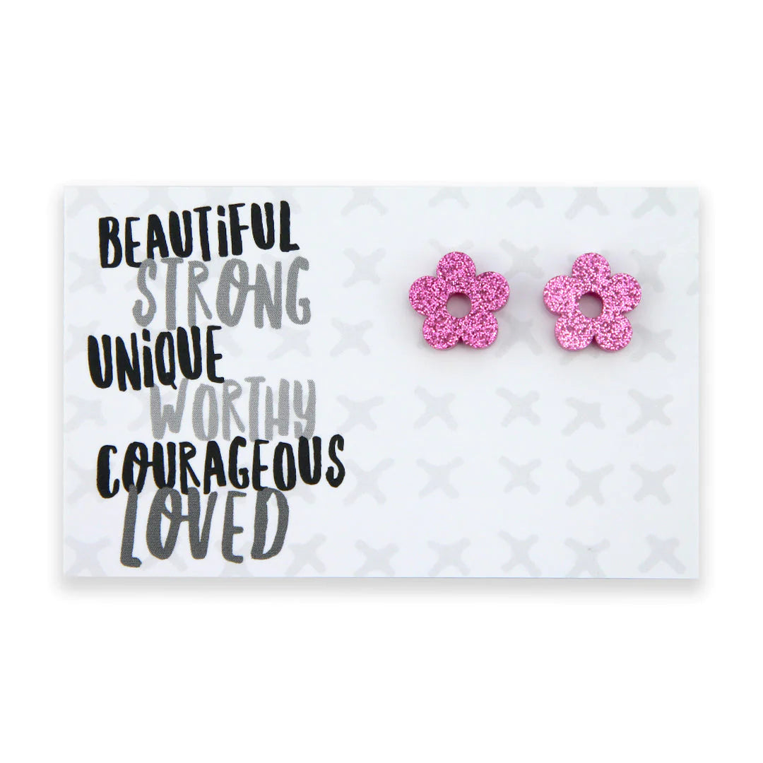 Flower Glitter Studs