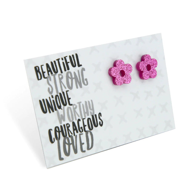 Flower Glitter Studs