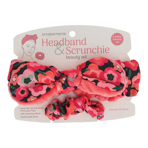 Midnight Blooms Headband & Scrunchie 2pc Beauty Set