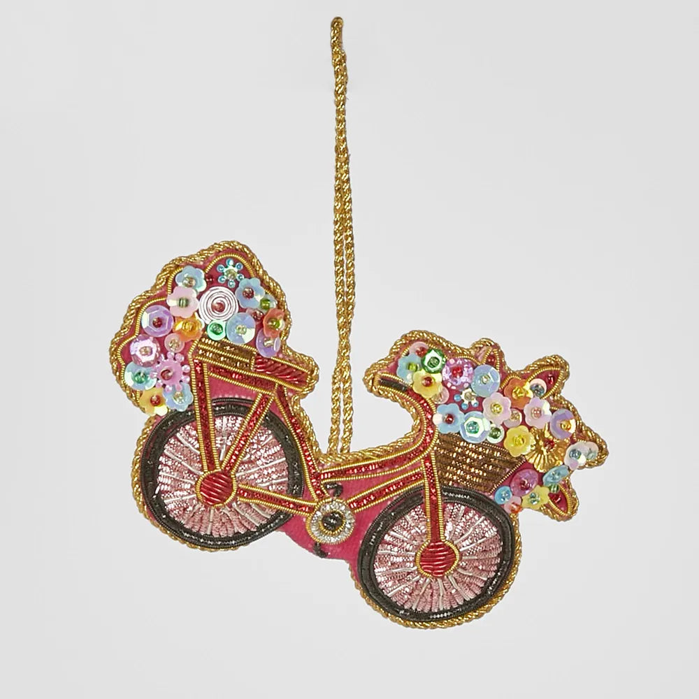 Sequin Flora Bicycle Hanging Decoration