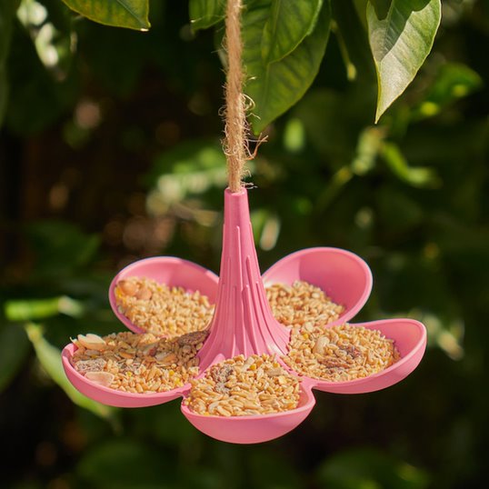 Pink Bamboo Bird Feeder