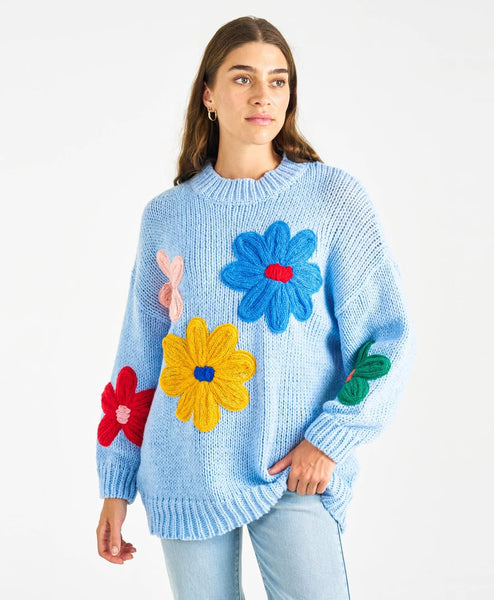 Blue Daisy Knit Jumper