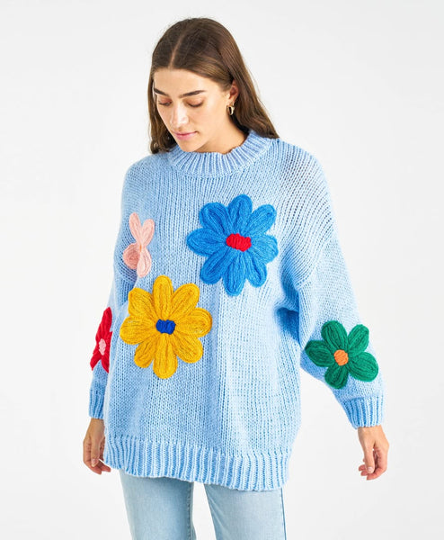 Blue Daisy Knit Jumper