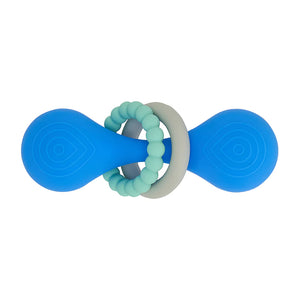 Silicone Dumbbell Rattle | Blue