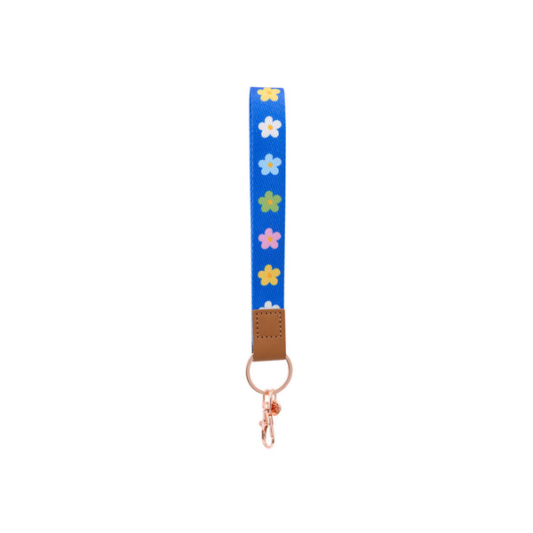 Blue Floral Wristlet Keychain