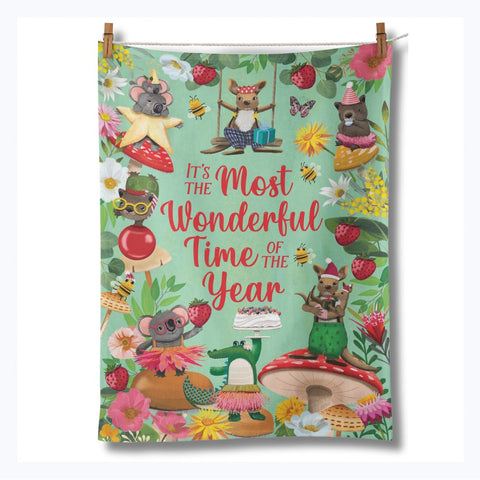 Christmas Bush Party Tea Towel