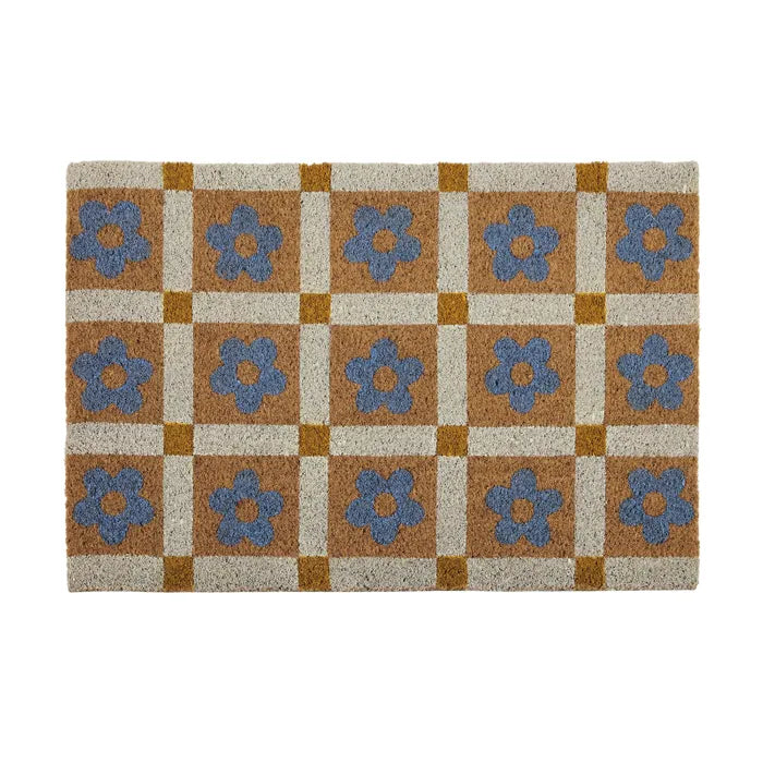 Floral Check Doormat