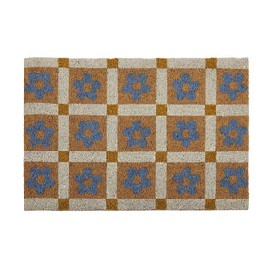 Floral Check Doormat