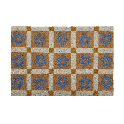 Floral Check Doormat