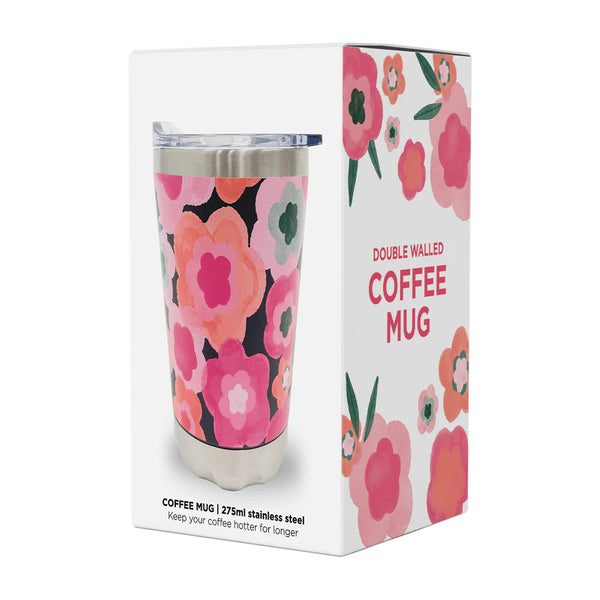 Midnight Blooms Stainless Steel Double Wall Coffee Mug