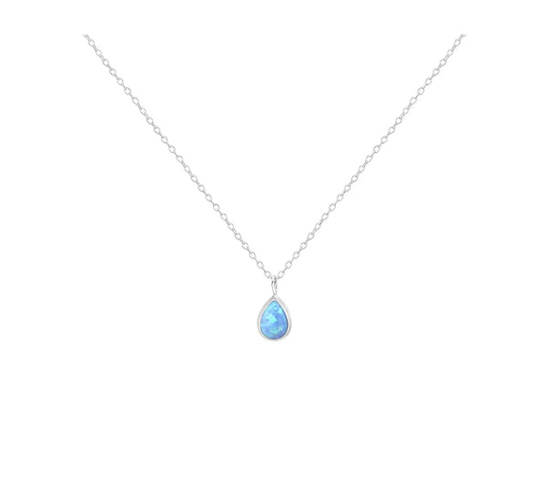 Blue Opal Teardrop Necklace