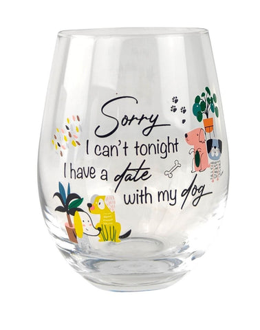 Date With My Dog Wine Glass
