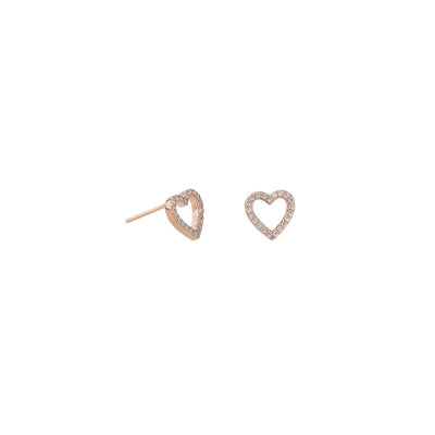 Rose Gold Crystal Heart Studs | Tiger Tree
