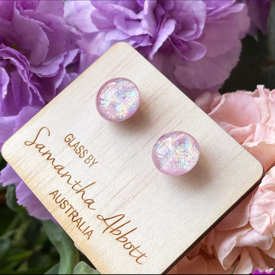 Pink Shimmer Earrings | Samantha Abbott Glass