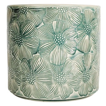 Etched Large Flower Pot | Turquoise