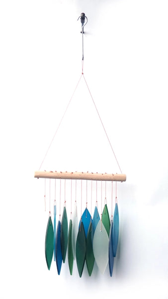 Feathers Blue Glass Windchime