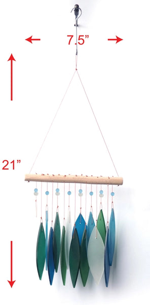 Feathers Blue Glass Windchime