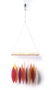 Feathers Red Glass Windchime