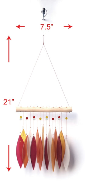 Feathers Red Glass Windchime