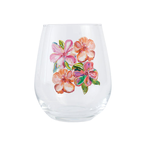 Talulah Flowers Stemless Wine Glass