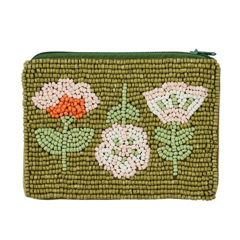 Freya Flower Beaded Pouch