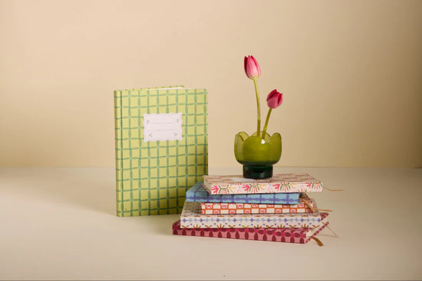 Green Lattice Large Tulip Journal