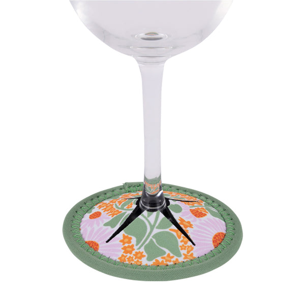 Spring Floral Wine Glass Coaster | Green