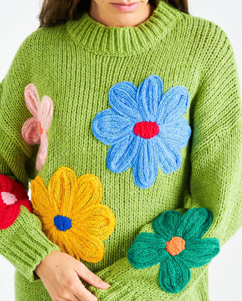 Green Daisy Knit Jumper