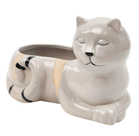 Grey Cat Pot