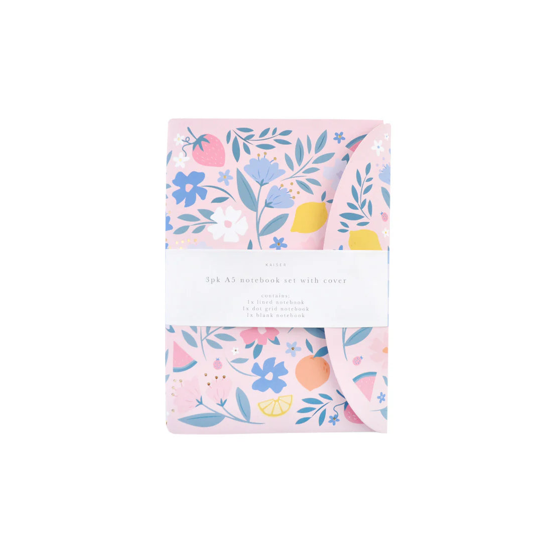 Bloom A5 Notebook 3pc Set with Cover