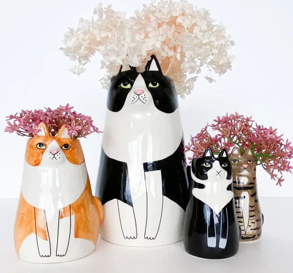 Large Black Cat Vase