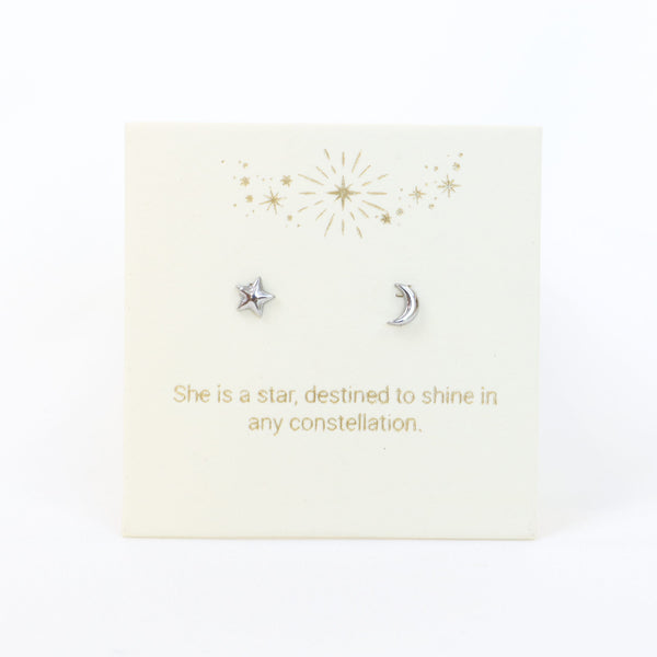Moon & Star Silver Inspiration Earrings