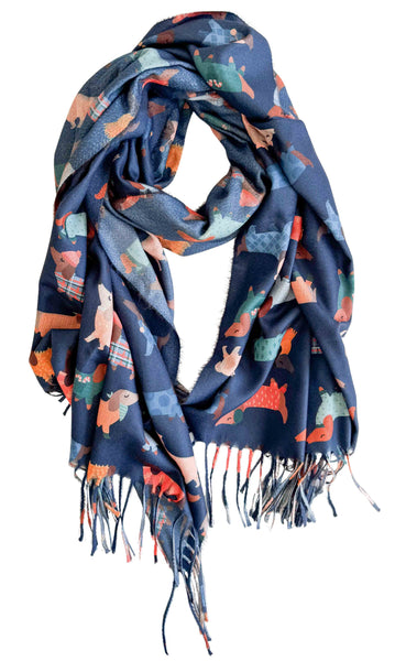 Navy Dashy Dog Scarf