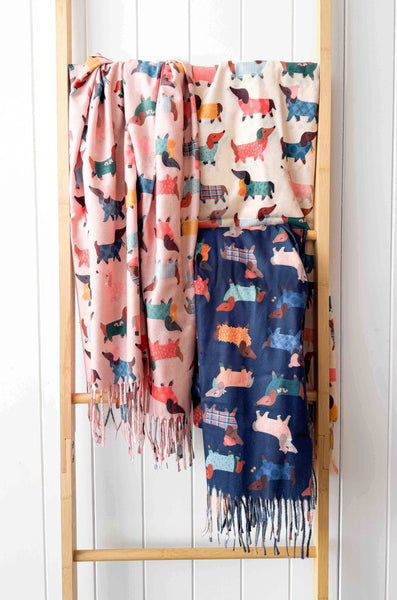 Navy Dashy Dog Scarf