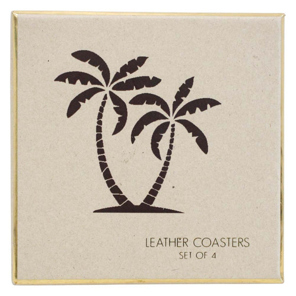 Leather Palm Tree Coasters Set of 4
