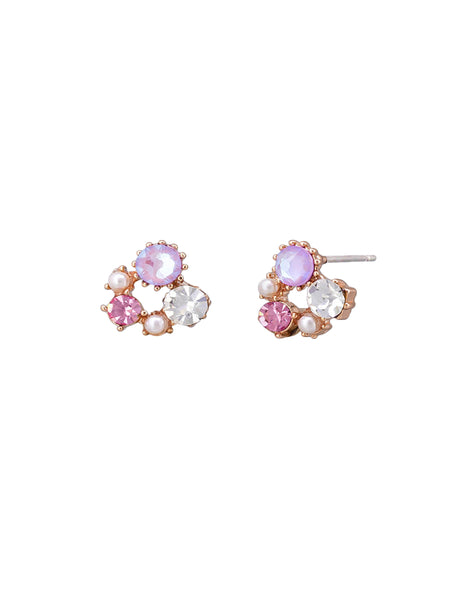 Rose Gold Pink Crystal Cluster Earrings | Tiger Tree