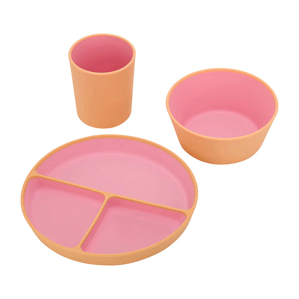 Silicone Two Tone Dinner Set | Pink