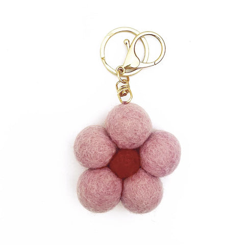 Felt Flower Keychain | Pink