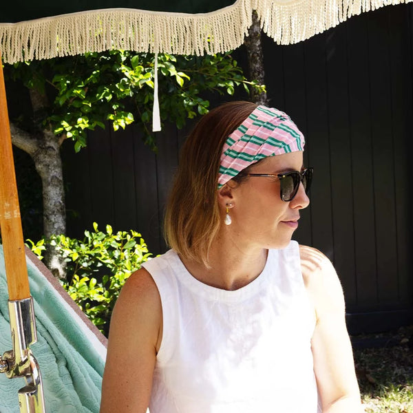 Pink & Green Stripe Hair Happy Wrap