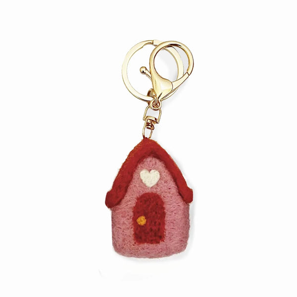 Felt House Keychain | Pink