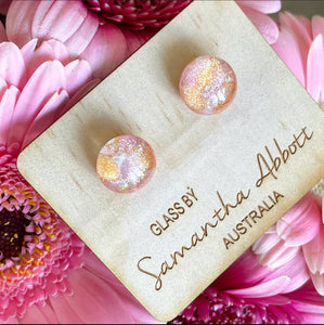 Mango Pink Shimmer Earrings | Samantha Abbott Glass