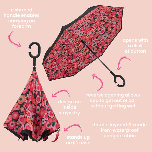 Floral Puzzle Reverse Umbrella