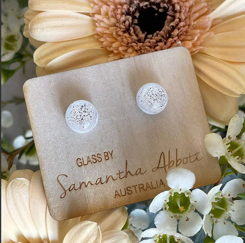 Sparkling White Earrings | Samantha Abbott Glass