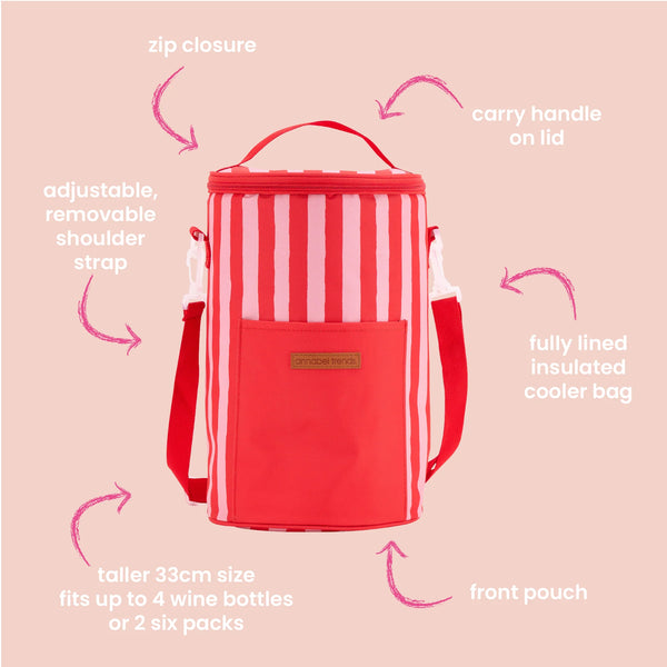 Red Stripe Picnic Barrel Cooler Bag