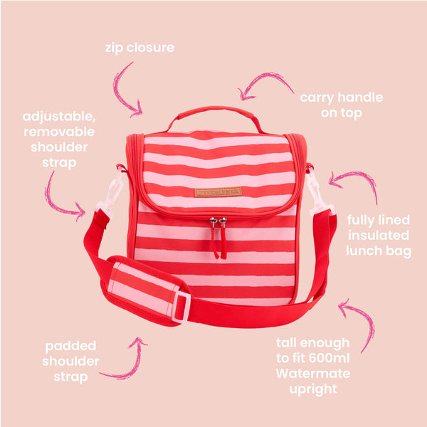 Red Stripe Picnic Lunch Bag