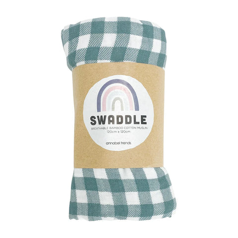 Muslin Swaddle | Gingham Olive